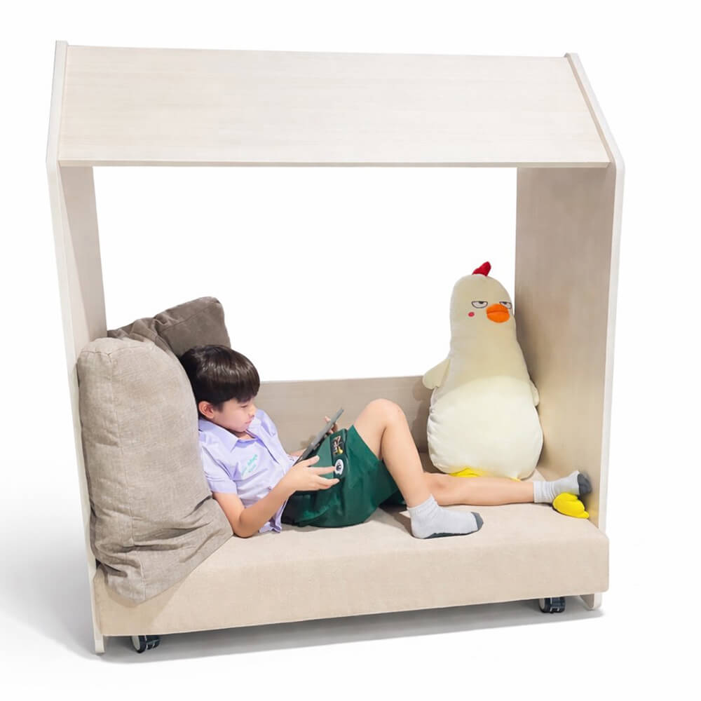 โซฟาเด็ก ดีไซน์บ้านไม้ 2 ที่นั่ง BEABLE LITTLESPACE รุ่น READING POD C ขนาด 120X55X145 ซม. สีไม้_11